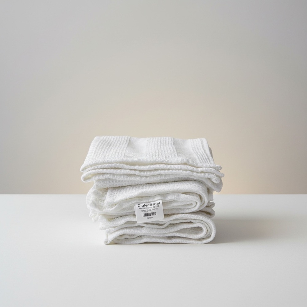 Crate And Barrel White Waffle Weave Dishcloth 14”x15” Set Of 4